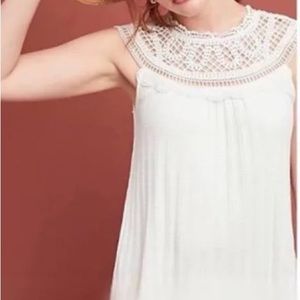 Anthropologie Meadow Rue Cream Top with crochet details